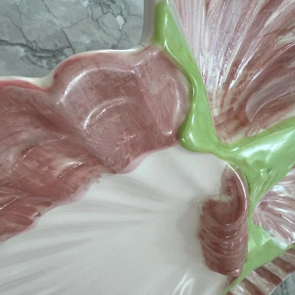 Handmade pink shell‎ platter signed
